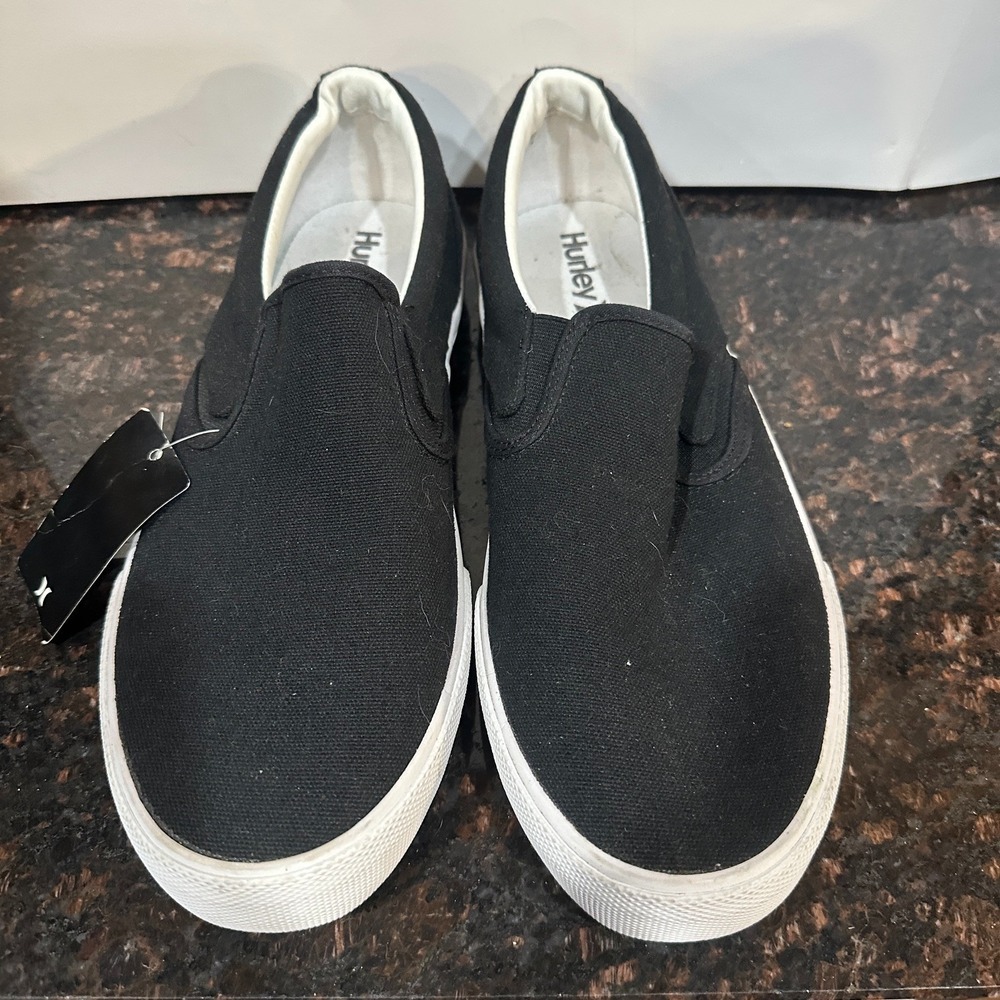 Hurley Kayo Slip On Shoes Black Canvas Mens 10M Algae Bloom Sneakers NWT